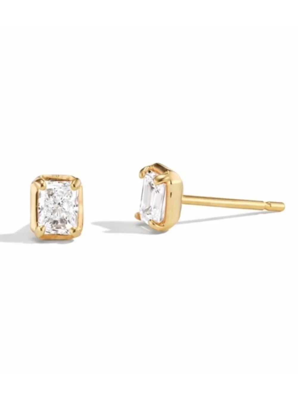 New! Gold Plated 925 Sterling Silver Demi Crystal Post Earrings NWOT
